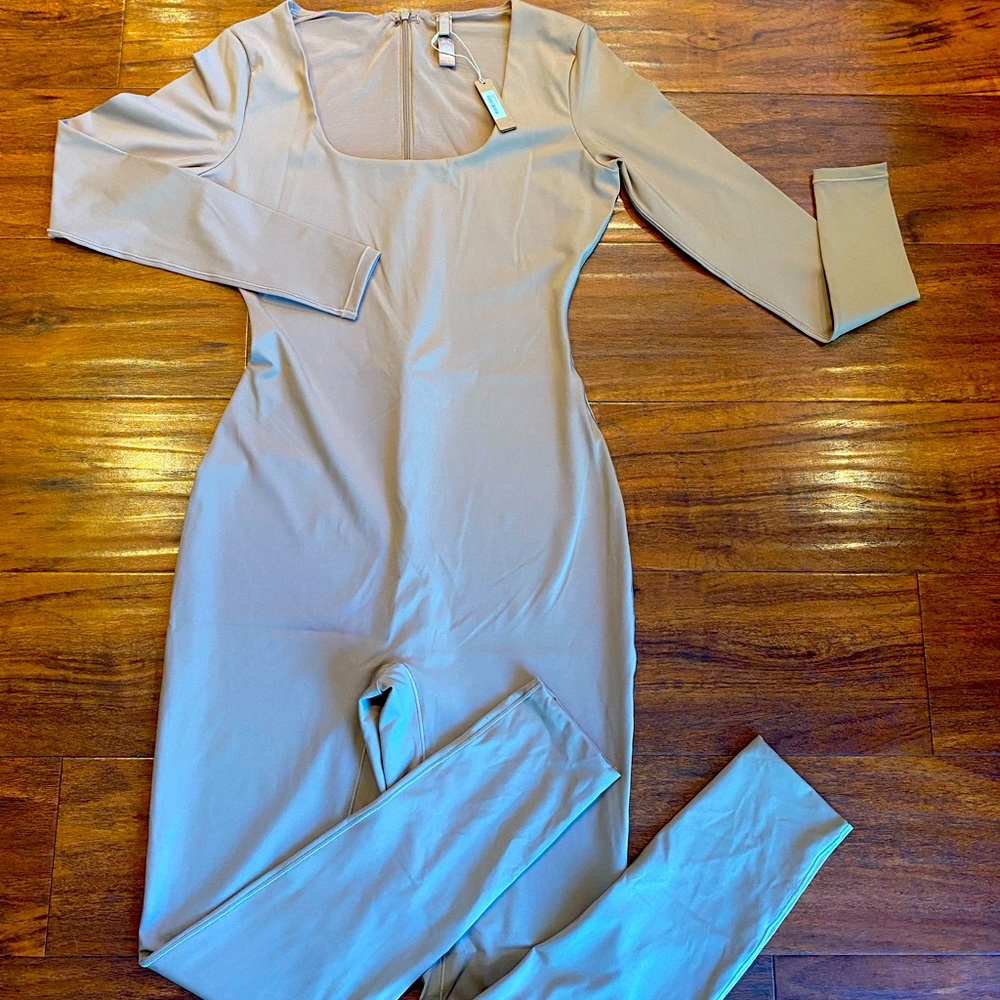 SKIMS all in one scoop neck long sleeve onsie